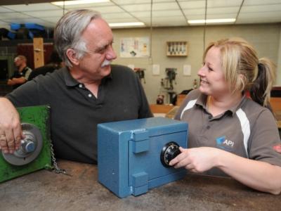 Study locksmithing at NMIT, on the left is tutor, Max Cherry.  Photo credit: NMIT